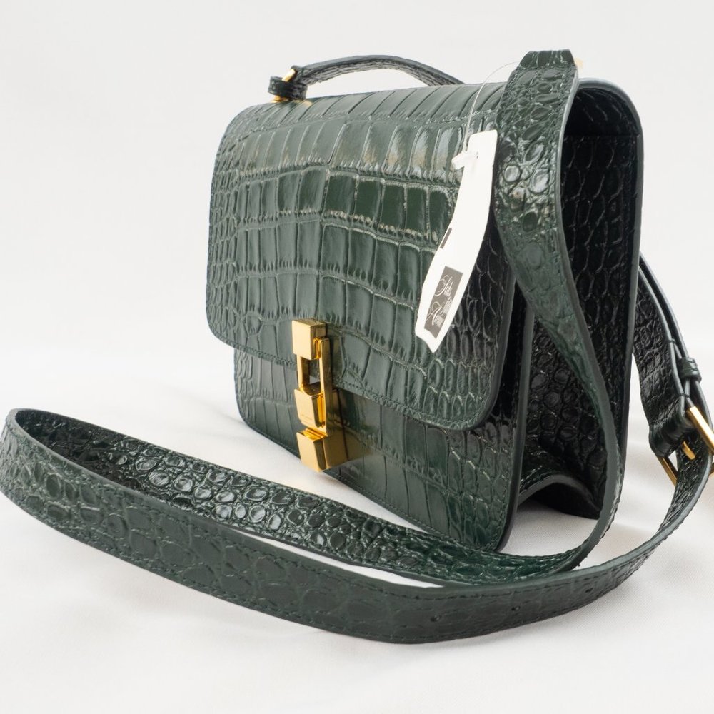 Saint Laurent Carre Croc-Embossed Bag NWT